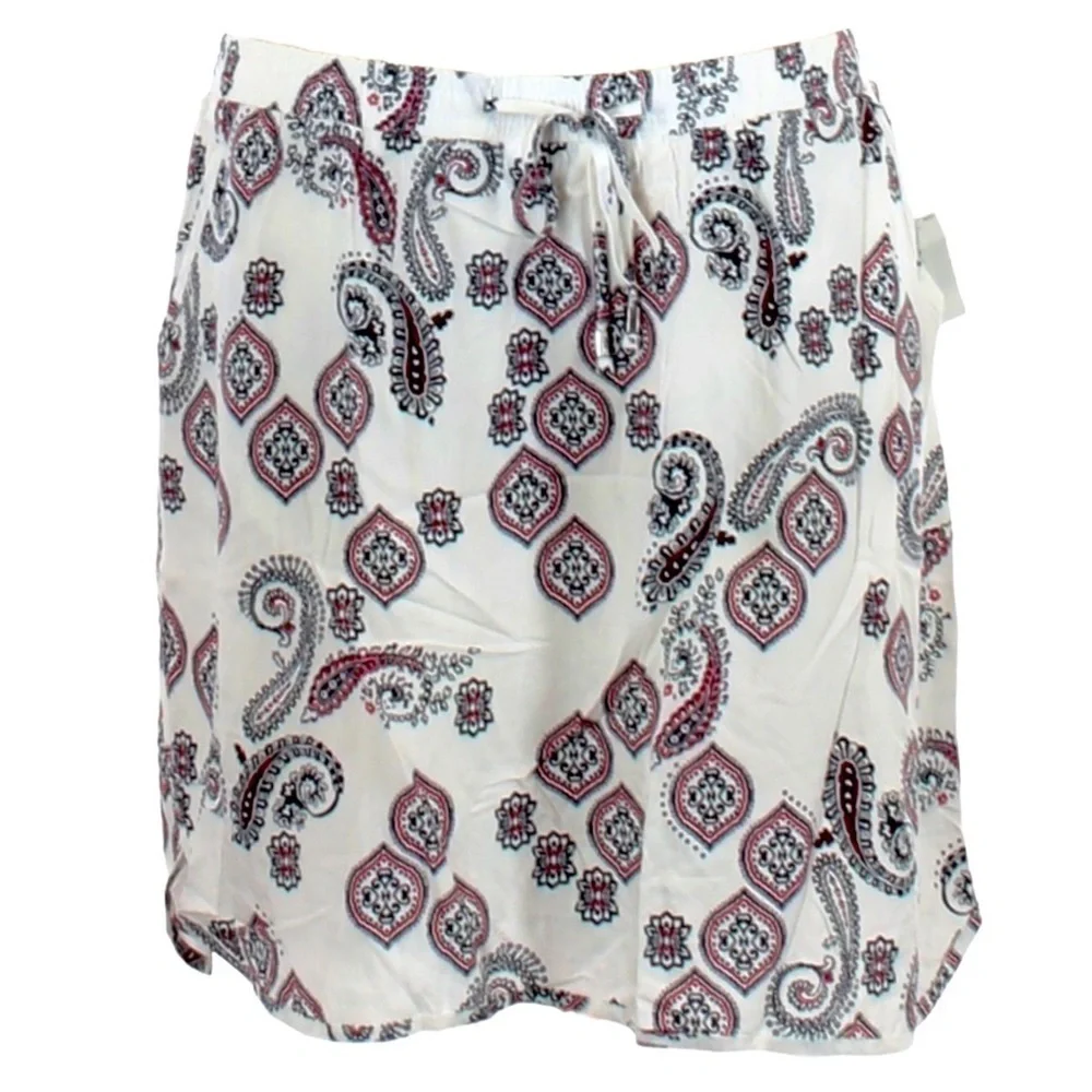 🌺 Old Navy White Paisley White Dolphin Hem Mini Skirt NWT Size L